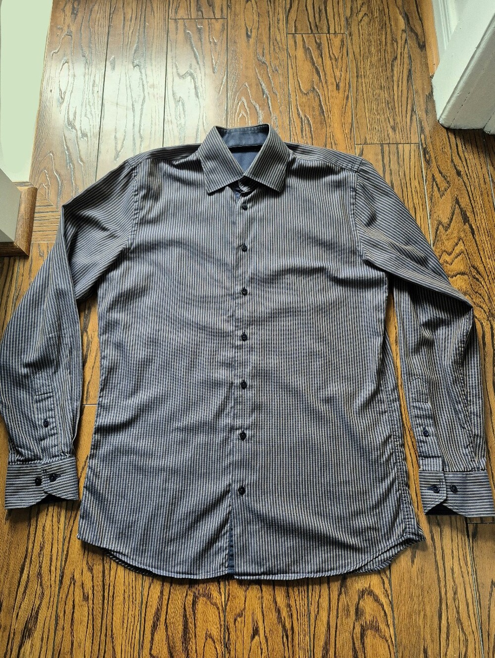 Men's Dress Shirt Medium - Jack Lipson - Stipe Pattern Collar Shirt